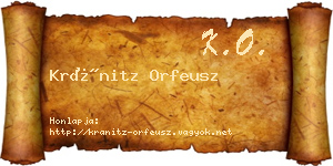 Kránitz Orfeusz névjegykártya
